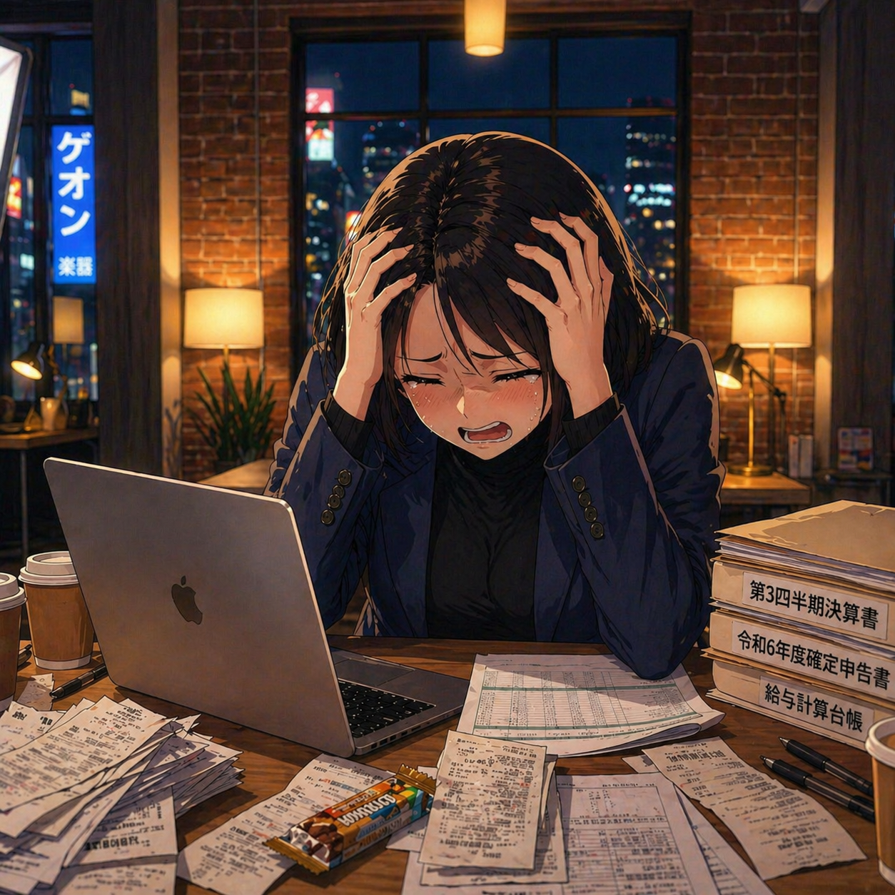 頭を抱える女性経営者